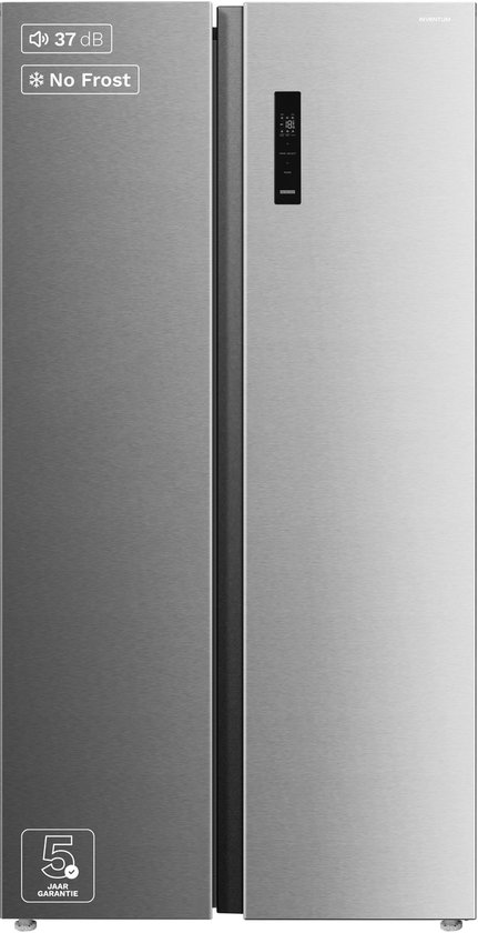 Inventum SKV0178R No Frost energiezuinige Amerikaanse koelkast - 555 liter - Digitaal led-display - IJsblokjesmaker - Stil: 37 dB Superkoelen