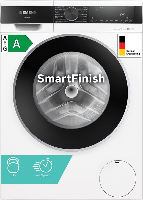 Siemens WG44G2ZWNL - iQ500 - Wasmachine met stoom - 1400 rpm - smartFinish: vermindert kreukels tot 50% - speedPack L: verkort wasprogramma's met
