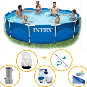Intex zwembad rond 366 x 76 | Metal Frame | Zwembadpakket | Filterpomp + extra filter | Onderhoudsset | Solar afdekzeil | Chloorpakket