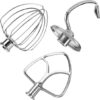 Roestvrijstalen 3-Delige Accessoireset voor KitchenAid 4.3, 4.7/4.8L Tilt-Head Stand Mixers Artisan & Classic Series van MMOBIEL - K45 6-Draads