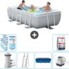 Intex Rechthoekig Prism Frame Zwembad - 300 x 175 x 80 cm - Grijs - Inclusief Pomp - Ladder Afdekzeil - Zoutwatersysteem - Filters - Zwembadzout